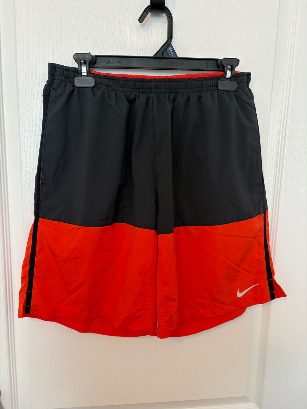 Nike Men’s Black and Orange Athletic Shorts